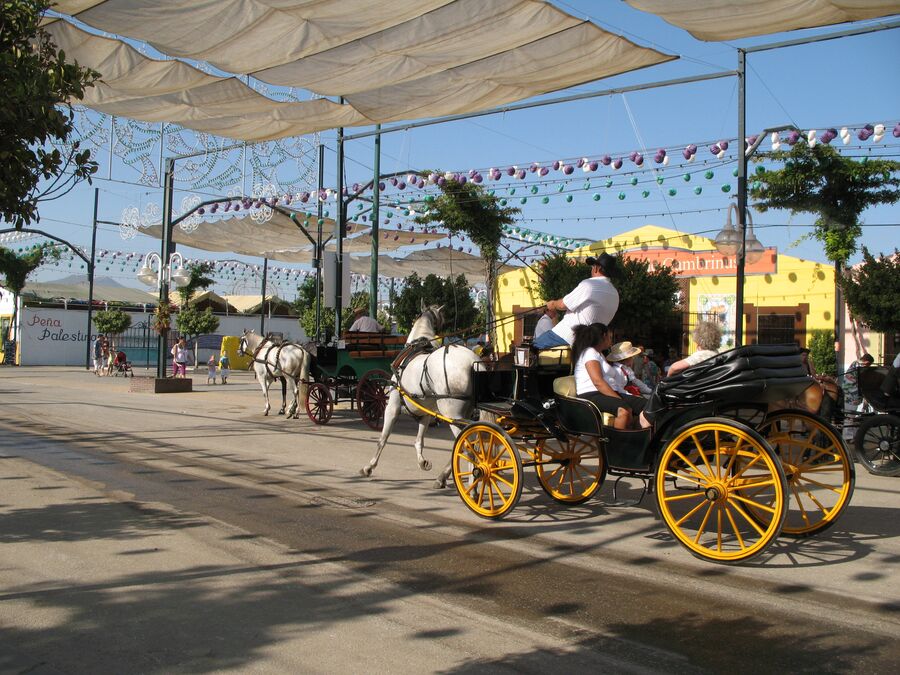 Calesa engalanada durante la feria de Málaga